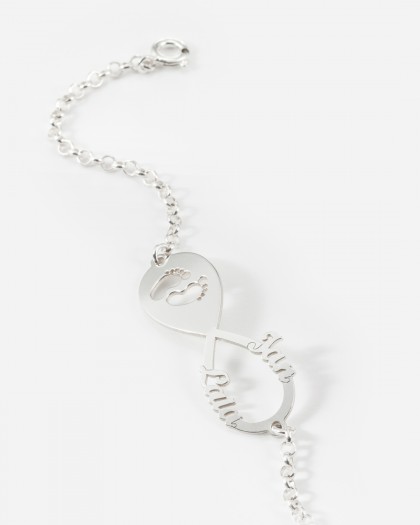 Pulsera con 2 nombres Infinito Baby Plata