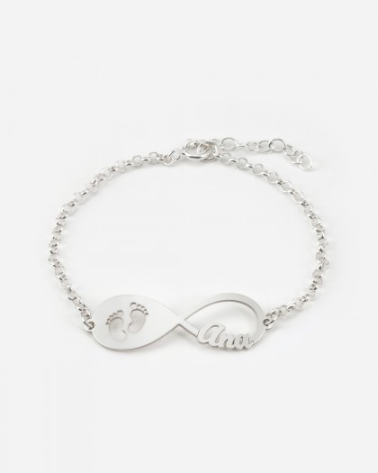 Pulsera con 1 nombre Infinito Baby Plata