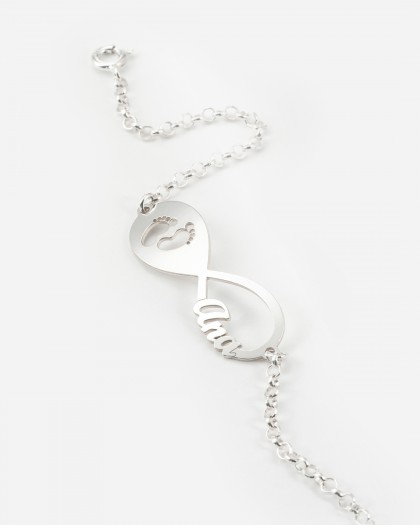 Pulsera con 1 nombre Infinito Baby Plata