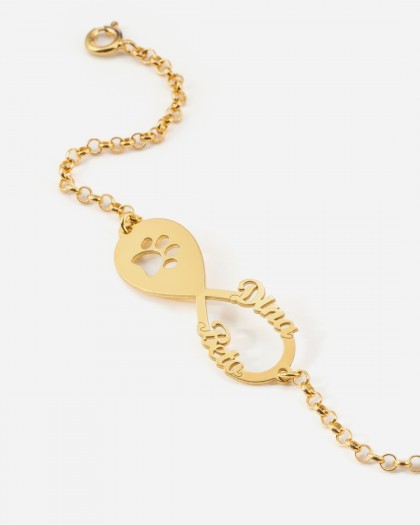 Pulsera con 2 nombres Infinito Mascota Doré