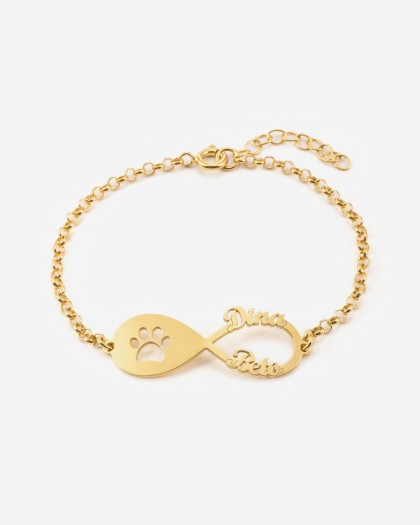 Pulsera con 2 nombres Infinito Mascota Doré