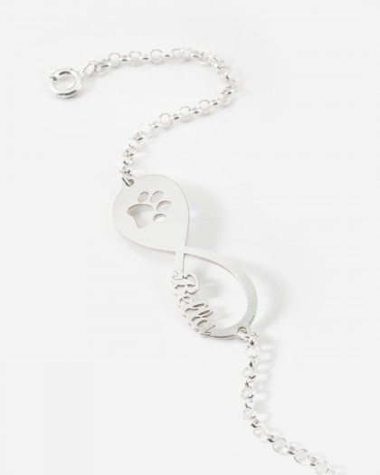Pulsera con 1 nombre Infinito Mascota Plata