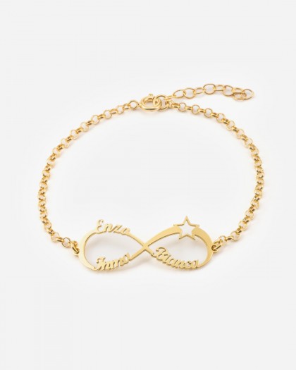 Pulsera con 3 nombres infinito estrella Doré