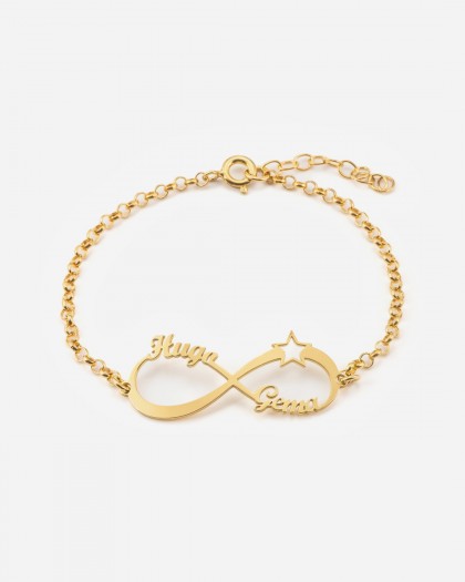 Pulsera con 2 nombres infinito estrella Doré