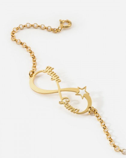 Pulsera con 2 nombres infinito estrella Doré