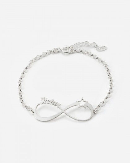 Pulsera con 1 nombre infinito Estrella Plata