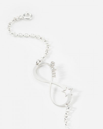Pulsera con 1 nombre infinito Estrella Plata