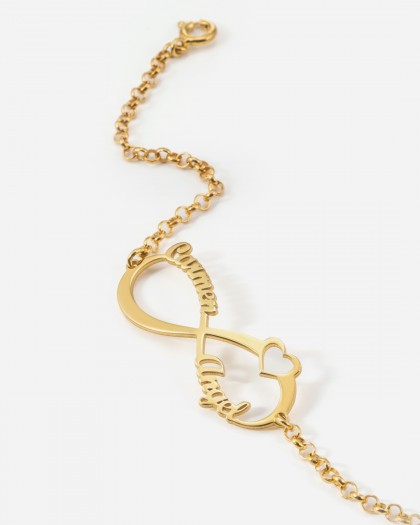 Pulsera con 2 nombres infinito Corazón Doré