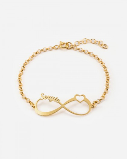 Pulsera con 1 nombre infinito Corazón Doré
