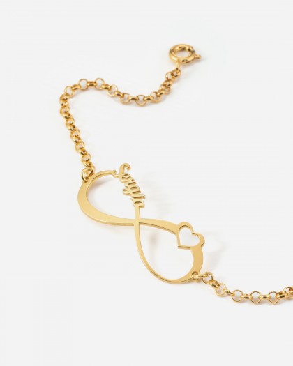 Pulsera con 1 nombre infinito Corazón Doré