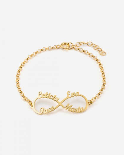 Pulsera con 4 nombres infinito Doré