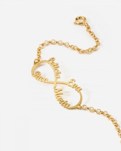 Pulsera con 4 nombres infinito Doré
