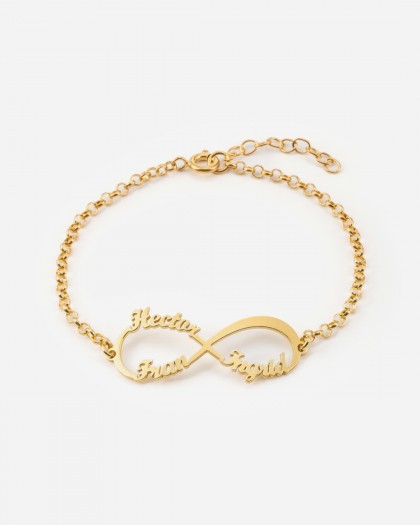 Pulsera con 3 nombres infinito Doré