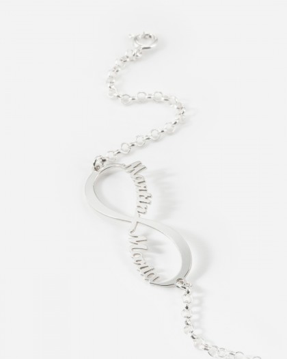 Pulsera con 2 nombres infinito Plata