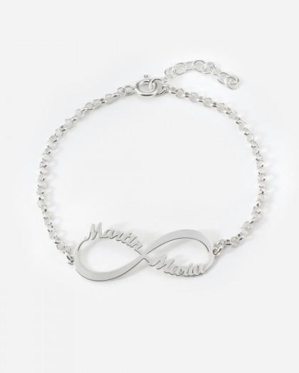 Pulsera con 2 nombres infinito Plata