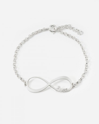 Pulsera con 1 nombre infinito Plata
