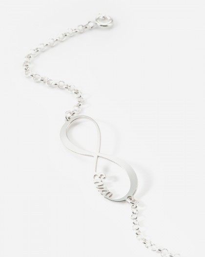 Pulsera con 1 nombre infinito Plata