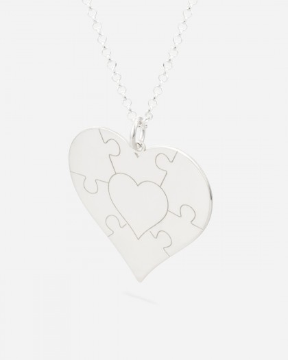 Collar Corazón puzzle Plata