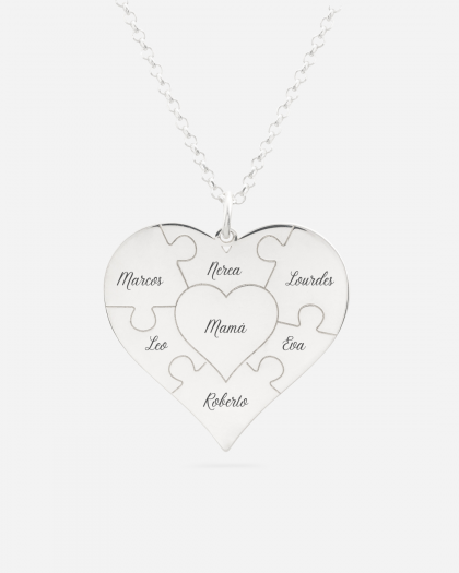 Collar Corazón puzzle Plata