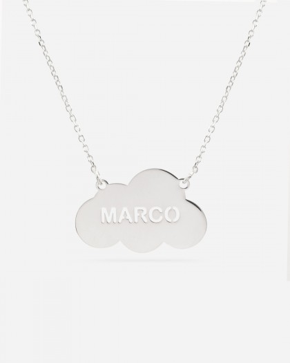 Collar con nombre nube Plata