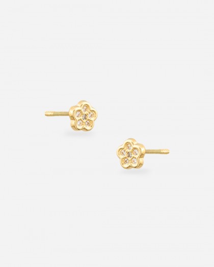 Pendientes minis circonitas flor oro