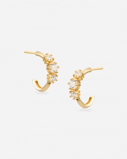 Pendientes de aro con circonitas oro