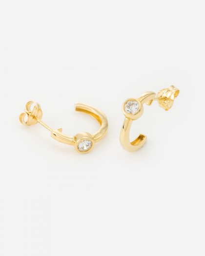 Pendientes de aro con circonita oro