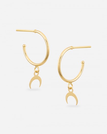 Pendientes de aro luna oro
