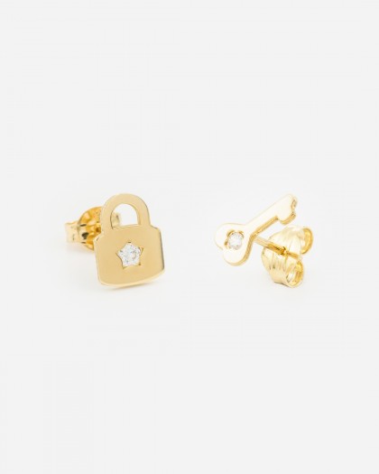 Pendientes Candado y Llave oro