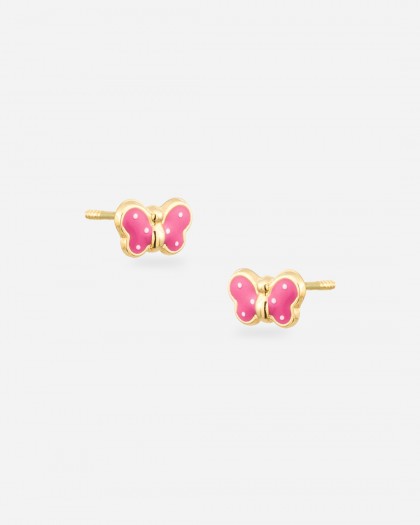 Pendientes mariposa con esmalte oro