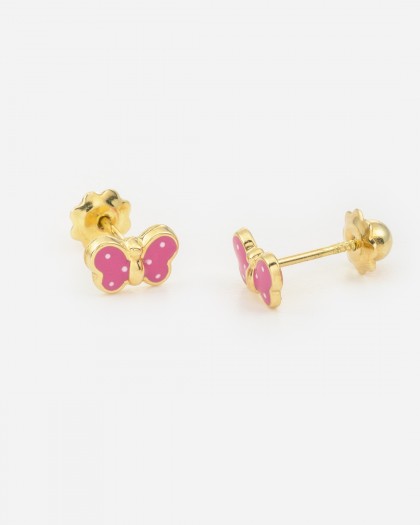 Pendientes mariposa con esmalte oro