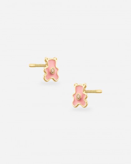 Pendientes oso esmalte oro