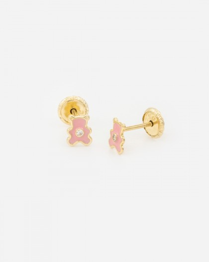 Pendientes oso esmalte oro