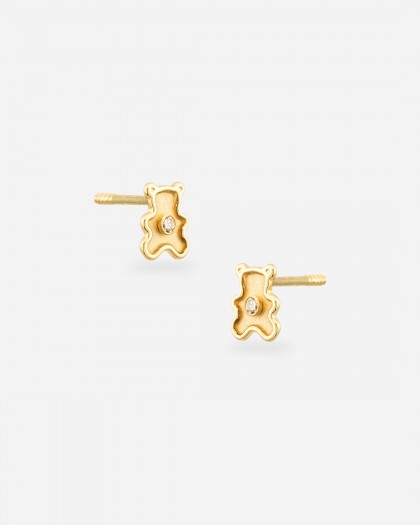 Pendientes oso circonita oro