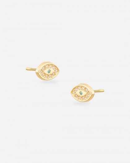 Pendientes ojo turco circonita oro