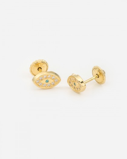 Pendientes ojo turco circonita oro