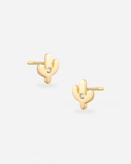 Pendientes cactus oro