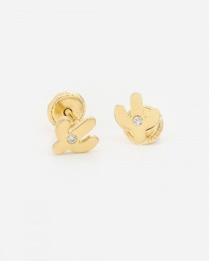 Pendientes cactus oro