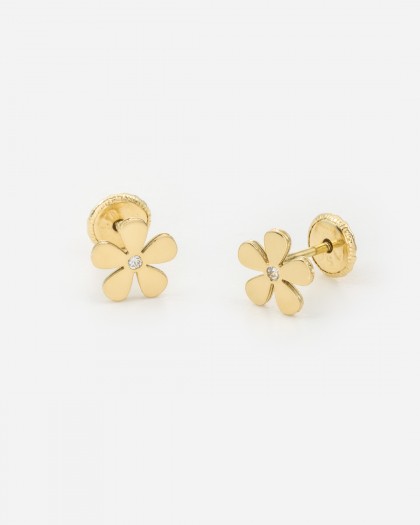 Pendientes flor petalos oro