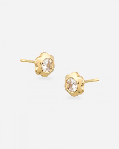 Pendientes flor circonita oro