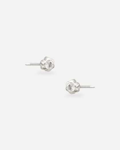 Pendientes minis circonita flor oro blanco