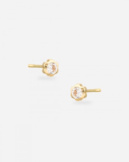 Pendientes minis circonita flor oro