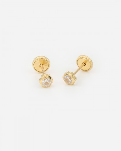 Pendientes minis circonita flor oro