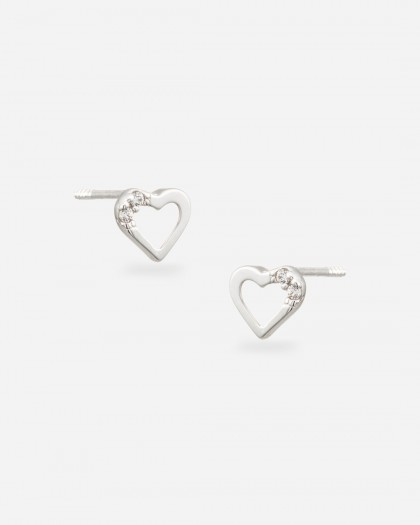 Pendientes minis corazón oro blanco