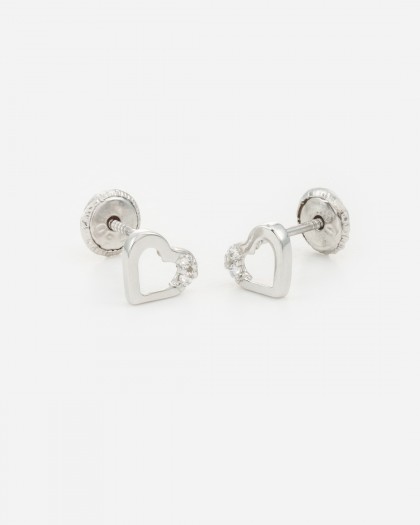 Pendientes minis corazón oro blanco