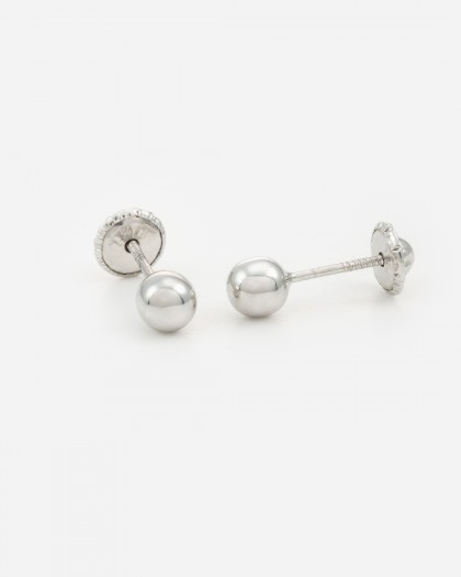 Pendientes minis bola oro blanco