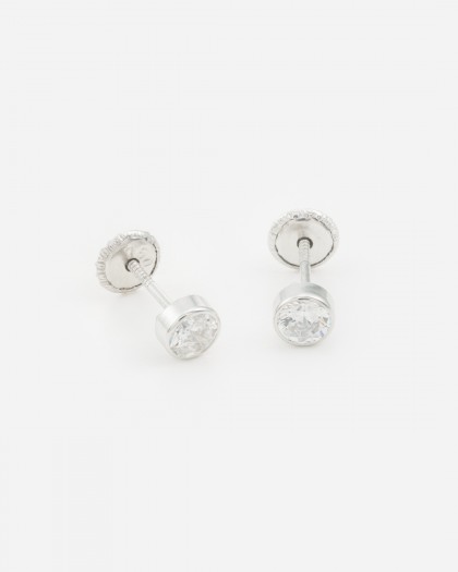 Pendientes minis circonita oro blanco