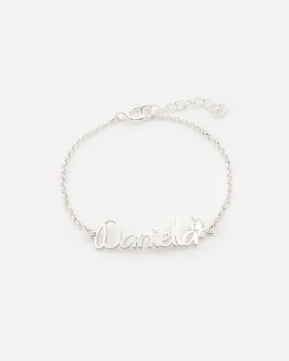 Pulsera con nombre Unicornio Plata