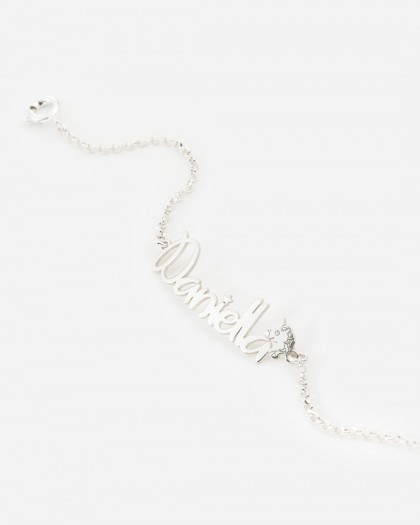 Pulsera con nombre Unicornio Plata