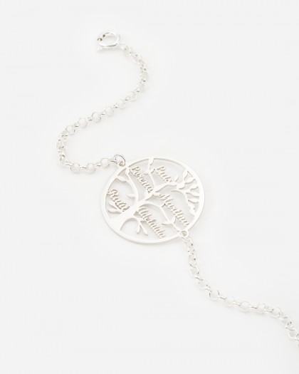 Pulsera con Nombre Árbol de la Vida Plata